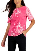 Thumbnail for your product : Karen Scott Women's Printed Elbow-Sleeve Boatneck Top, Created for Macy's