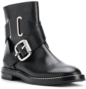 Casadei Buckled Cross-Strap Ankle Boots
