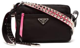 Prada New Vela Studded Nylon Shoulder Bag - Womens - Black Pink