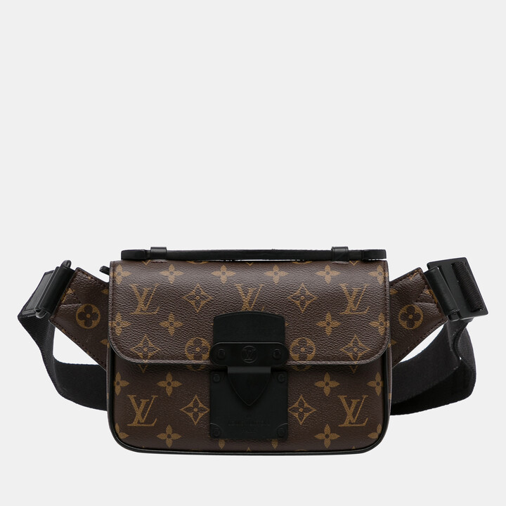 LOUIS VUITTON S-Lock Monogram Leather Crossbody Bag Black