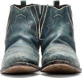 Thumbnail for your product : Golden Goose Navy Blue Distressed Leather Crosby Boots