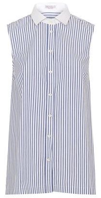 Brunello Cucinelli A-Line Striped Poplin Shirt