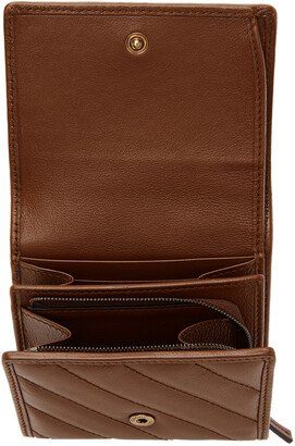 Gucci Brown Diagonal GG Marmont 2.0 Flap Wallet