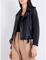 Thumbnail for your product : Maje Ladies Black Exposed Zip Bubble Leather Biker Jacket