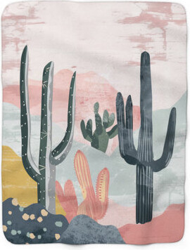 MentionedYou Soft Desert Botanicals - 1 Piece Premium Sherpa Blanket - Luxurious Art Print Design