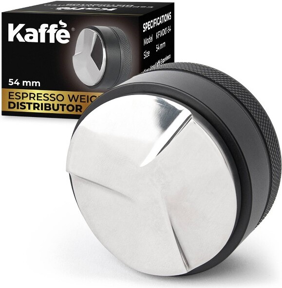 Kaffe Kaffe54mmEspressoWeightedDistributor:MetalCoffee&EspressoAccessories,Tamper,Black,LifetimeWarranty