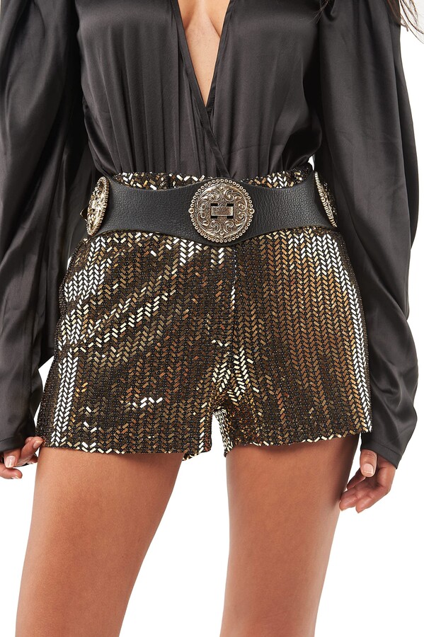 plus size gold shorts