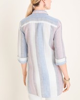 Thumbnail for your product : No Iron Linen Striped High-Low Shirttail-Hem Tunic