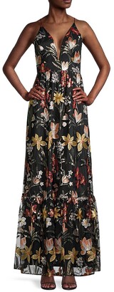 Aidan by Aidan Mattox Embroidered Plunging V-Neck Gown