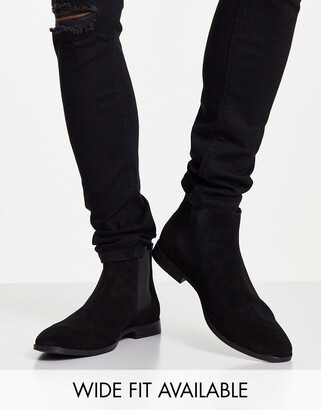 mælk charme halstørklæde ASOS DESIGN chelsea boots in black suede with black sole - ShopStyle