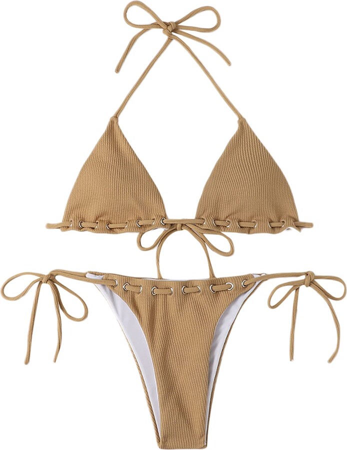 Stock Drop Bandage Push Up Bra Women's Bikini Swim Dresses for