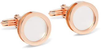 Lanvin Rose Gold-plated Onyx And Mother-of-pearl Cufflinks