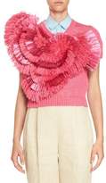 Thumbnail for your product : DELPOZO Floral Raffia Short-Sleeve Sweater, Hot Pink