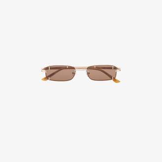 Linda Farrow brown and gold metallic X Y/Project burg tinted sunglasses