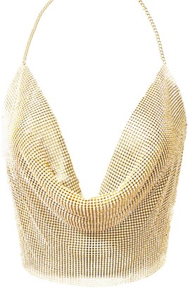 Croozy Women's Sexy Metallic Sequin Body Chain Shimmer Backless Halter ...
