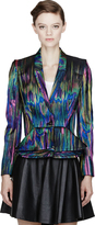 Thumbnail for your product : Hussein Chalayan Blue Multicolor Pastel Striped Peplum Jacket