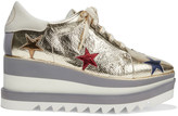Thumbnail for your product : Stella McCartney Sneak-elyse Appliqued Metallic Faux Cracked-leather Platform Sneakers