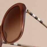 Thumbnail for your product : Burberry Check Detail Butterfly Frame Sunglasses
