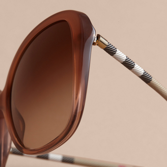 Burberry Check Detail Butterfly Frame Sunglasses