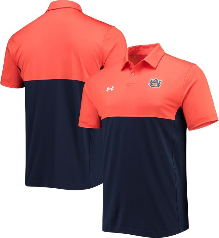 Men's Under Armour Orange, Navy Auburn Tigers 2022 Blocked Coaches Performance Polo Shirt - Orange, Navy