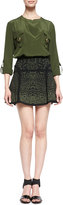 Thumbnail for your product : Diane von Furstenberg Float-Flowy Leopard-Print Miniskirt, Olive Green Nite/Black