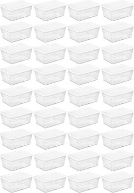 Sterilite 16 Quart Clear Plastic Stacking Storage Container Box w/ Lid