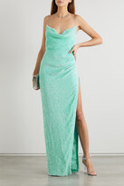 Thumbnail for your product : retrofete Katya Draped Sequined Chiffon Gown - Blue