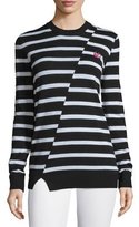 Thumbnail for your product : McQ Striped Wool Crewneck Sweater, Black/White