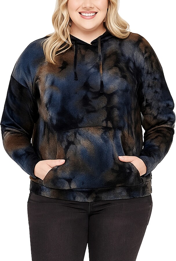 COIN 1804 Plus Size Tie Dye Cozy Pocket Pullover Sweatshirt