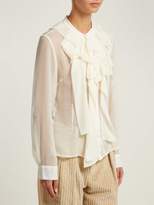 Thumbnail for your product : Koché Ruffled Silk-georgette Blouse - Womens - Cream
