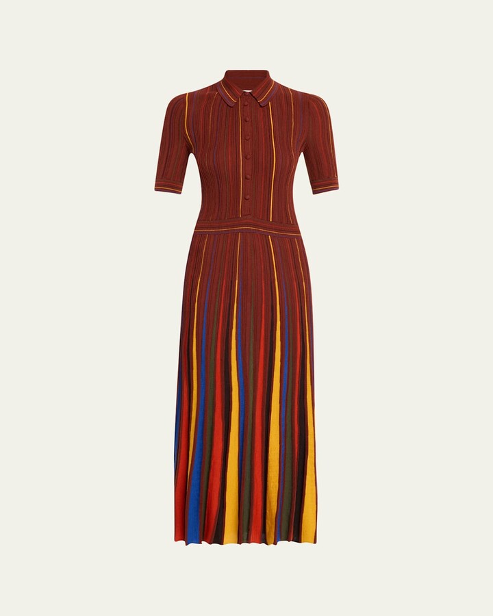 Gabriela Hearst Calypso Pinstripe Merino Dress