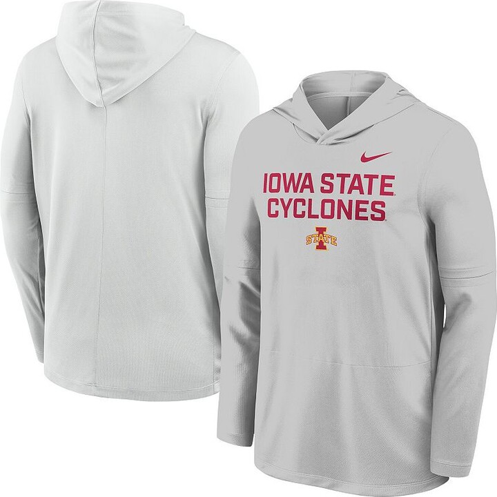 Men's Nike Gray Iowa State Cyclones 2025 Sideline Dri-FIT Long Sleeve Hoodie T-Shirt