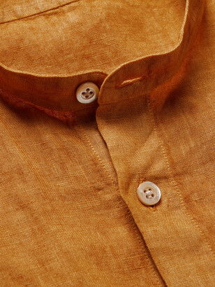 Boglioli Grandad-Collar Linen Shirt - Men - Orange - 44