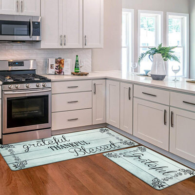 One Allium Way Set of 2 Non Slip Cushioned Kitchen Mats