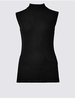 Thumbnail for your product : M&S Collection Ribbed Funnel Neck Sleeveless Jumper