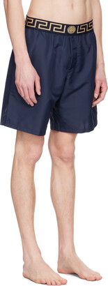 Versace Underwear Navy Greca Border Swim Shorts