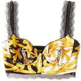 Thumbnail for your product : Versace Baroque-print Satin Bustier Crop Top - White Multi
