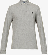 Thumbnail for your product : Polo Ralph Lauren ens Polo Black Long-sleeved Logo-embroidered Custom Slim-fit Cotton-piqué Polo Shirt