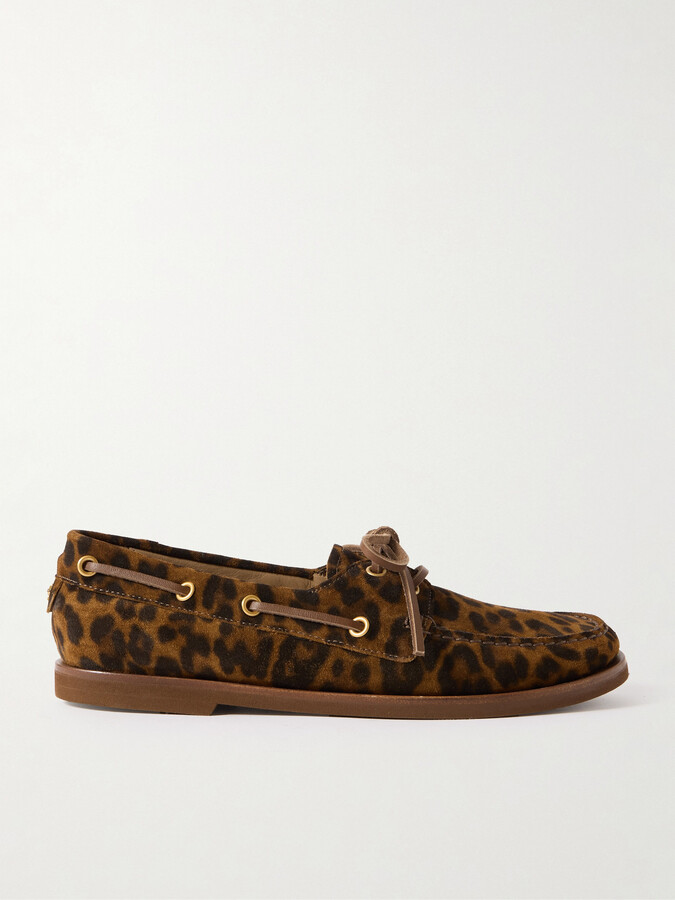Gianvito Rossi Vandée Leopard-print Suede Boat Shoes - Animal print