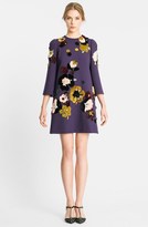 Thumbnail for your product : Dolce & Gabbana Genuine Rabbit Fur Embroidered Crepe Dress