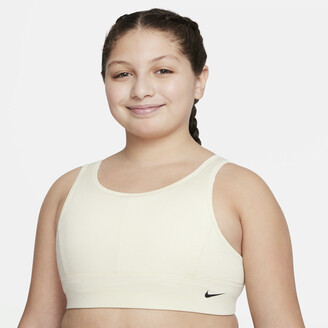 Nike Dri-FIT Swoosh Luxe Big Kids' (Girls') Sports Bra (Extended Size) in  White - ShopStyle