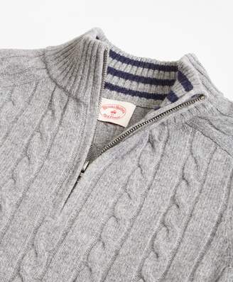 Brooks Brothers Cable-Knit Wool-Blend Half-Zip Sweater