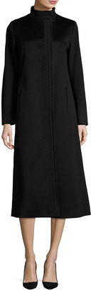 Fleurette Long Wool Coat, Black