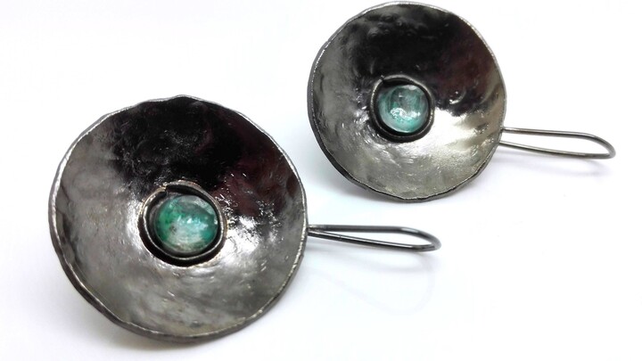Etsy Chrysocolla Earrings Genuine Crystal Sterling Silver Earrings