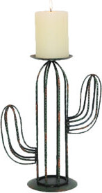 Paseo Road by HiEnd Accents Cactus 9" Metal Tabletop Candlestick