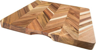 Lipper Acacia Herringbone Square Cutting /Serve Board W/ Inset Handles