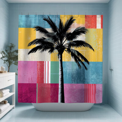 ULLI HOME Casey Palm Tree Shower Curtain
