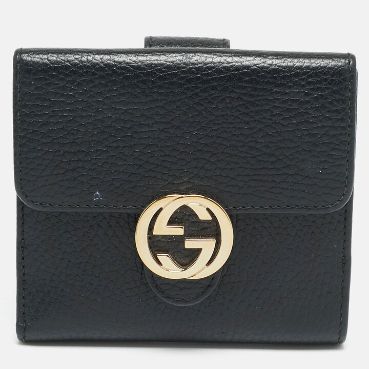Gucci Interlocking G Black Leather French Wallet