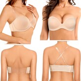 Thumbnail for your product : DHX Women Clear Back Strapless Bra PushUp Padded Underwire Bra with Clear Strap Convertible Multi-Wear Anti-slip Backless Bra