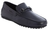 Thumbnail for your product : Tod's navy leather moc toe loafers